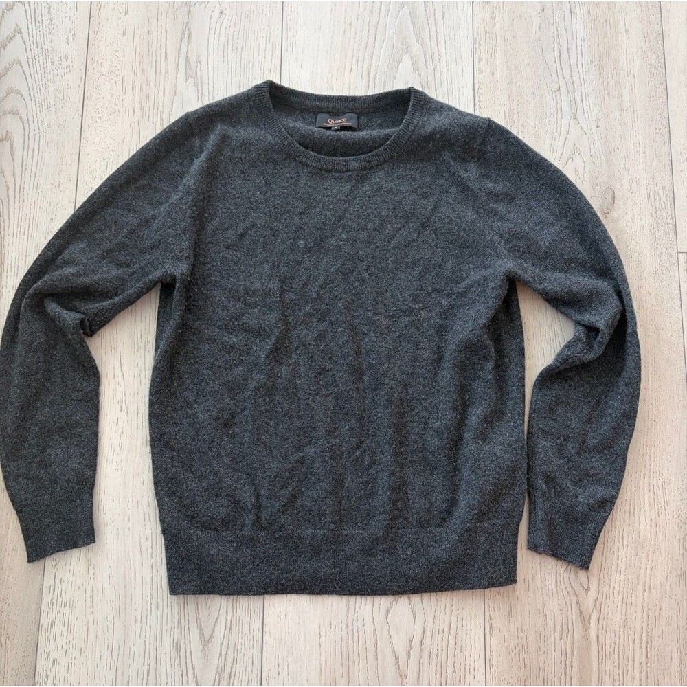 Quince Women Mongolian Cashmere Fisherman Crewneck Sweater Gray S